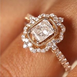 NEW VINTAGE ROSE GOLD PLATED DIAMOND RING
